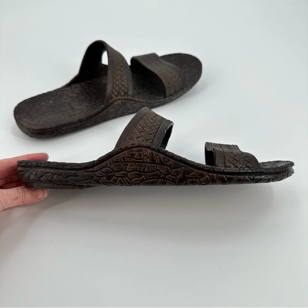 Hawaii J-Slips Slip On Brown Textured Rubber Sole Jesus Sandals Men’s Size 12